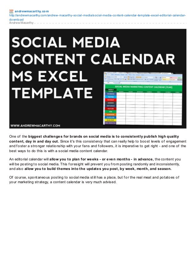 Social Media Content Calendar Template Excel Marketing Editorial Ca Monthly Social Media Content Calendar Template