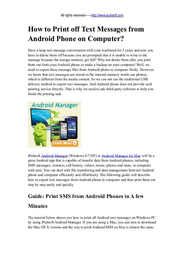 An Easy Way to Print off Text Messages from Android Phone