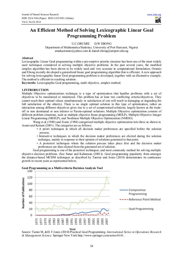 linear programming research papers an efficient method of solving lexicographic linear goal linear programming research papers an efficient method of solving lexicographic linear goal