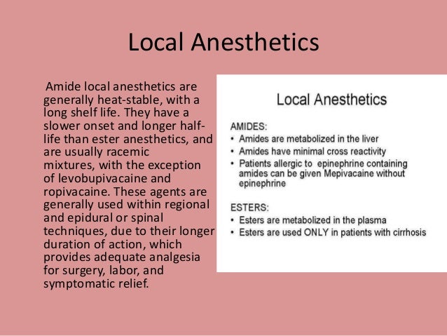 types of local anesthesia