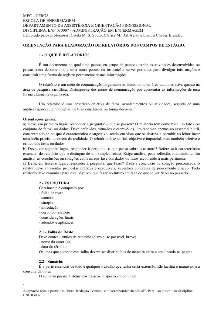 O que e um relatorio tecnico
