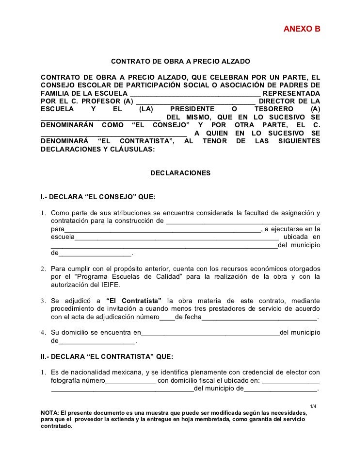FORMATO CONTRATO OBRA formato contrato obra: