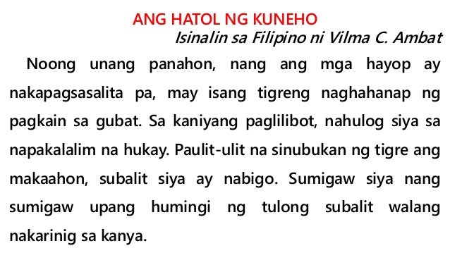 ANG HATOL NG KUNEHO Gr.9 FILIPINO, ARALIN 2.2