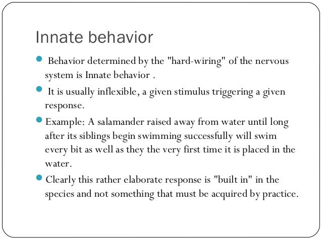 innate and learned behaviour Behavior is determined by a combination of inherited traits, experience, and the environment some behavior, called innate, comes from your genes, but other behavior is learned, either from interacting with the world or by being taught let's read about some pet behavior and try to figure out if it. innate and learned behaviour Behavior is determined by a combination of inherited traits, experience, and the environment some behavior, called innate, comes from your genes, but other behavior is learned, either from interacting with the world or by being taught let's read about some pet behavior and try to figure out if it.