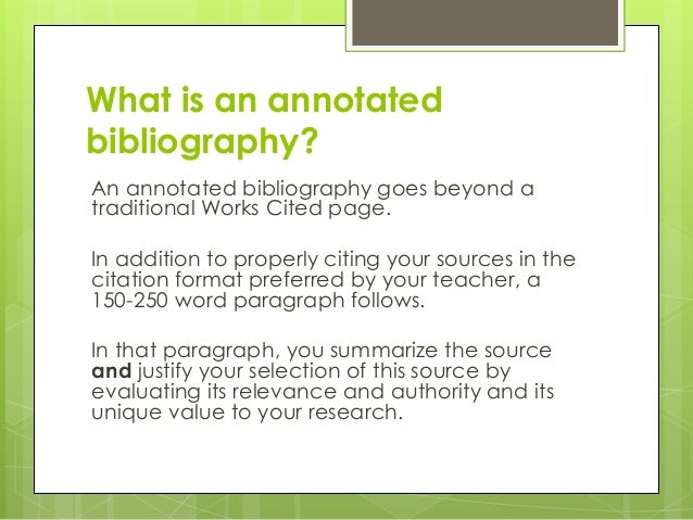 Annotated bibliography with multiple authors have been able