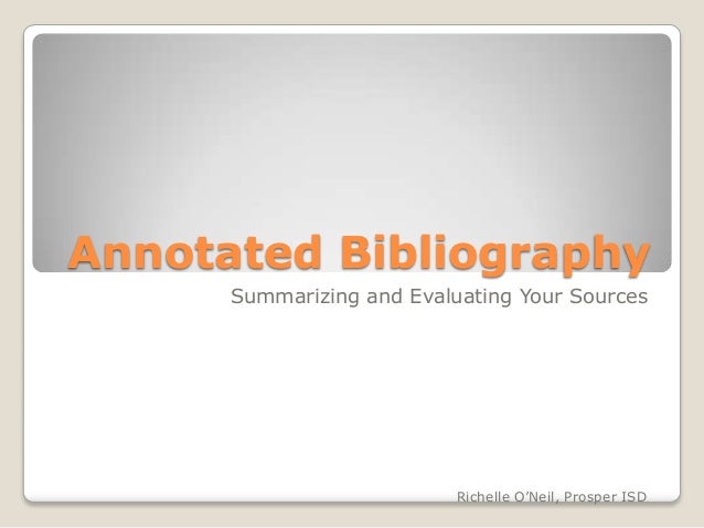 Bibliography annotated