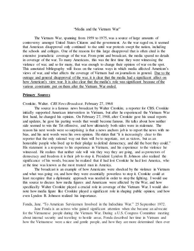 Annotated bibliography for vietnam war