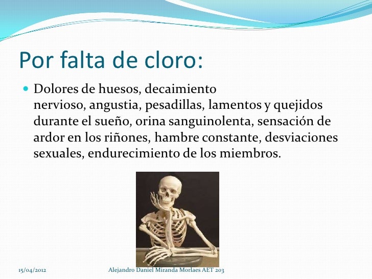 Falta De Cloro En El Cuerpo Humano