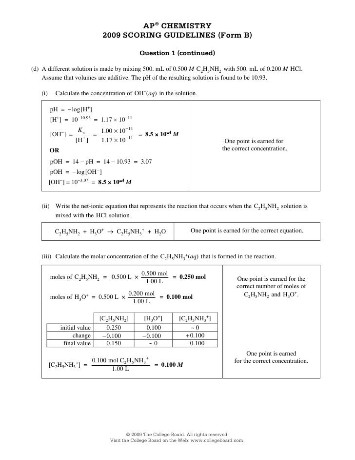 guide chemistry ap scoring