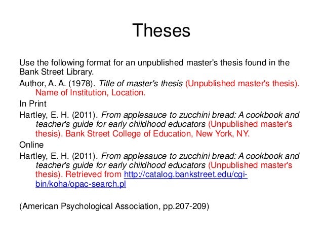 Master's thesis format apa