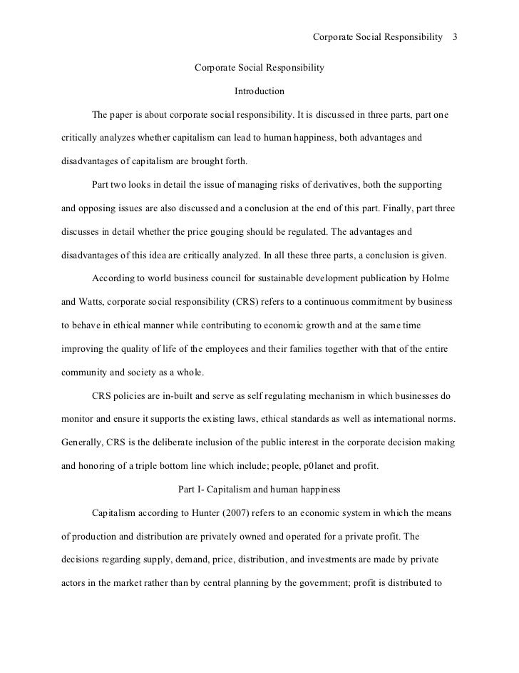 Ethics and corporate social responsibility essay