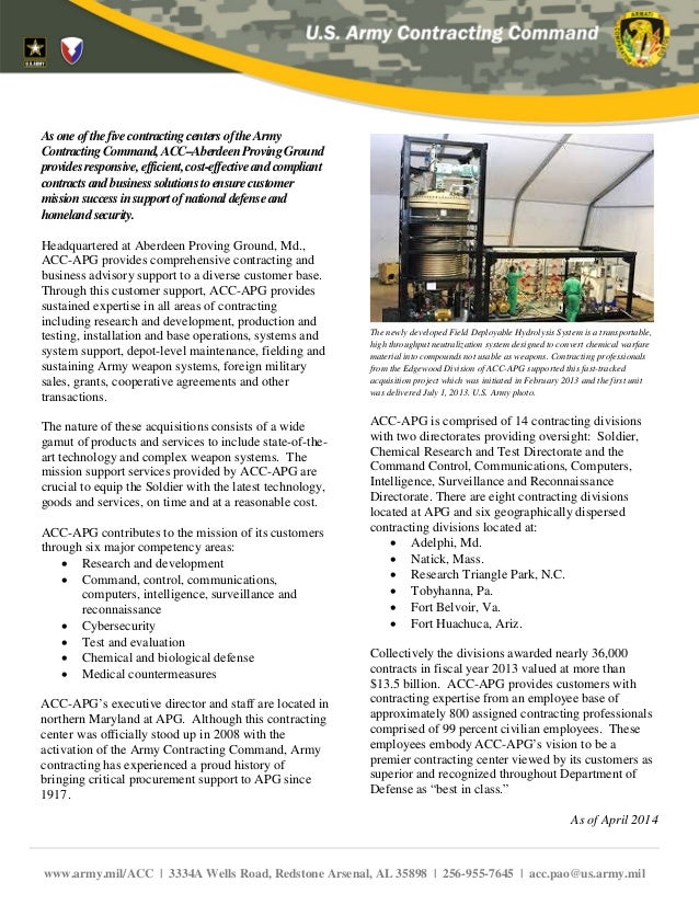 ACCAberdeen Proving Ground Fact Sheet