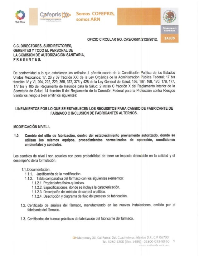 Lineamientos establecidos por la COFEPRIS Lineamientos establecidos por la COFEPRIS