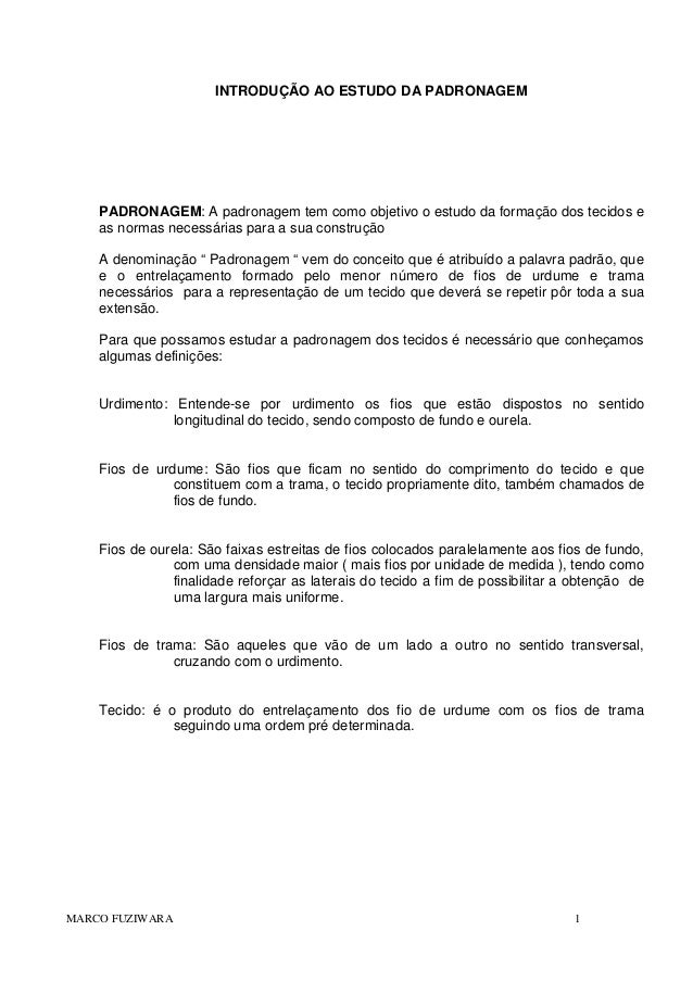 Apostila de Padronagem Têxtil
