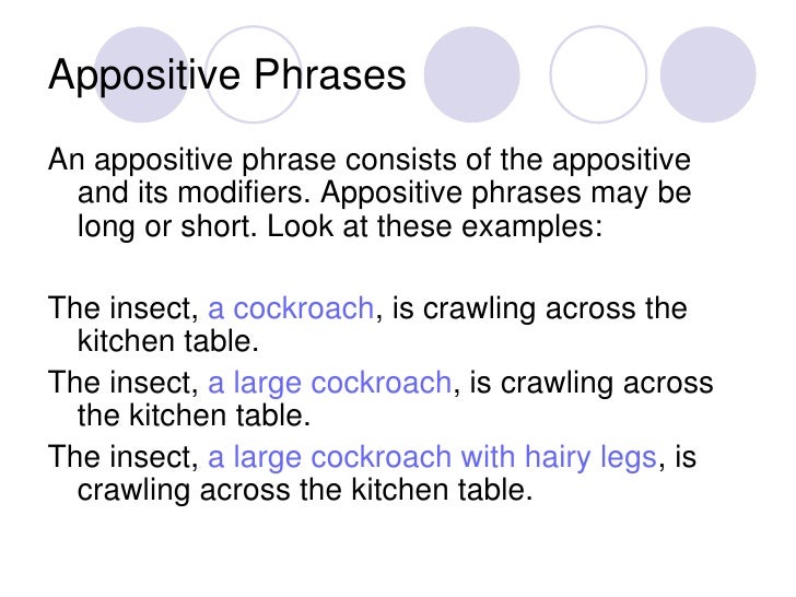 example of appositive phrase