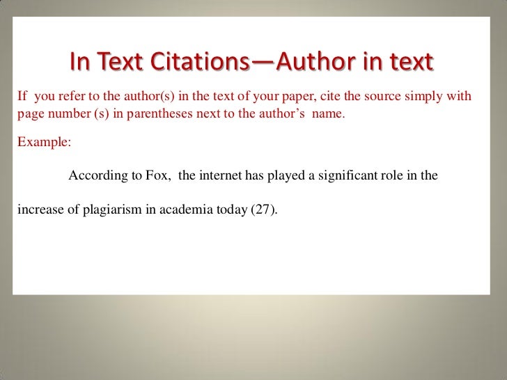 MLA: In-Text Citations