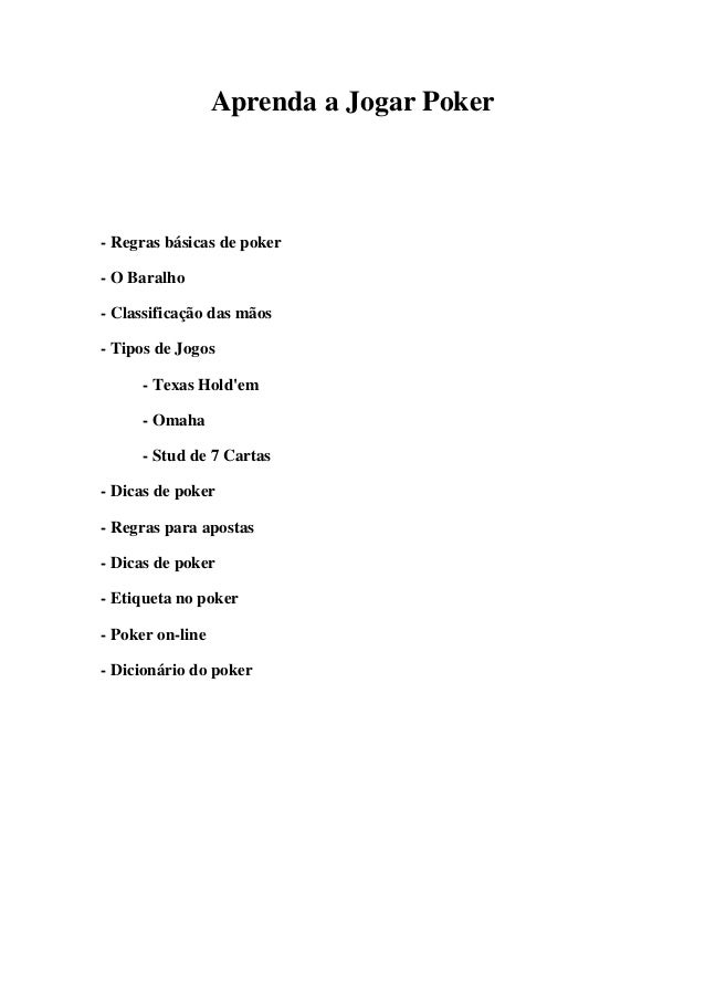 Regras de poker texas hold em portugues
