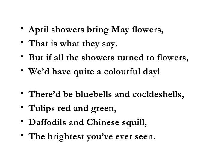 April Showers Bring May Flowers Poem