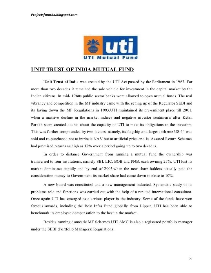 Dissertation report mutual funds