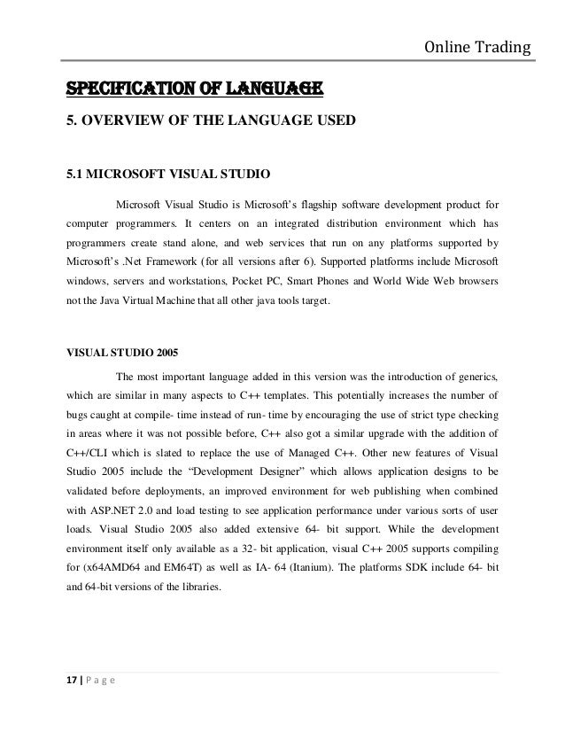 Online trading system project description