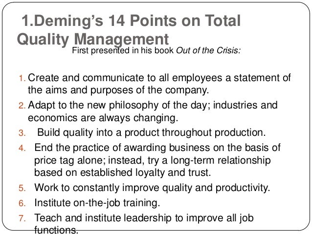 deming principles Deming philosophy synopsis the philosophy of w edwards deming has been summarized as follows: dr w edwards deming taught that by adopting appropriate principles of. deming principles Deming philosophy synopsis the philosophy of w edwards deming has been summarized as follows: dr w edwards deming taught that by adopting appropriate principles of.