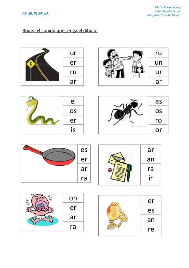 Ar Er ir or ur imprenta Ar Er ir or ur imprenta