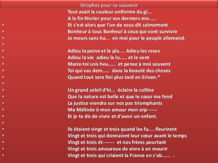 strophes pour se souvenir