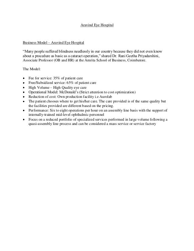 aravind eye hospital case study aravind eye hospital case study