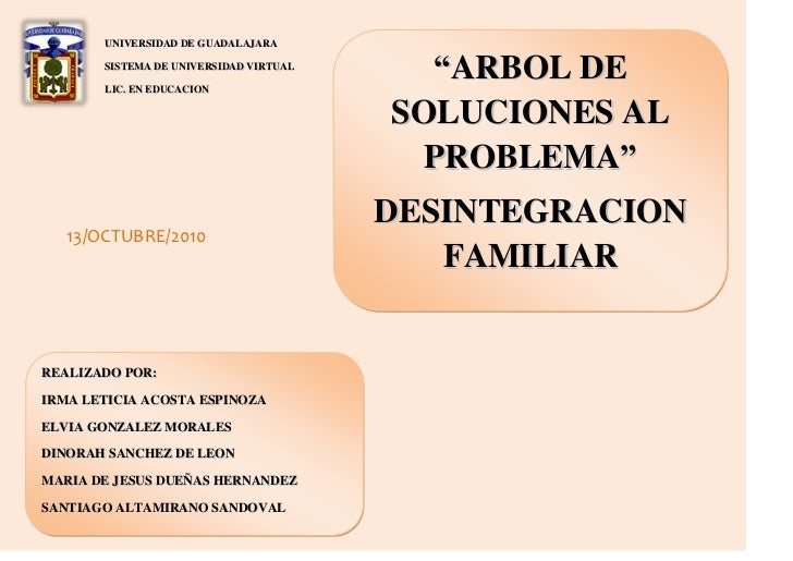 Arbol de soluciones desintegracion familiar