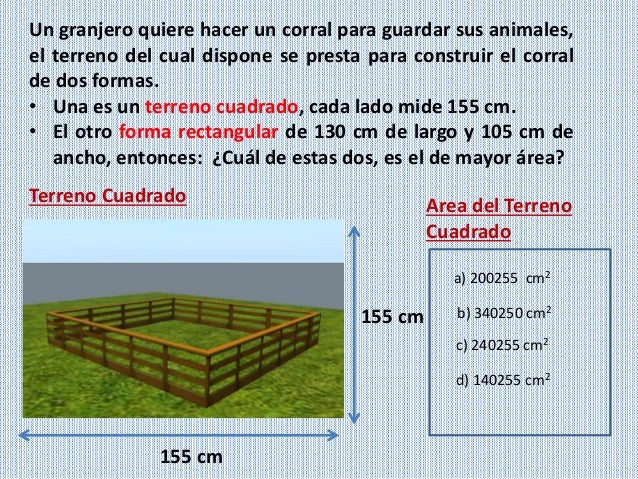 Area de cuadrado y retangulo