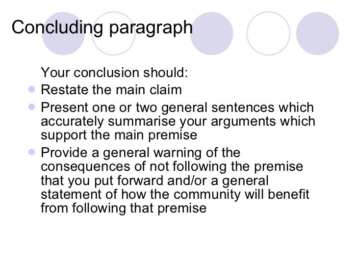Write conclusive paragraph essay