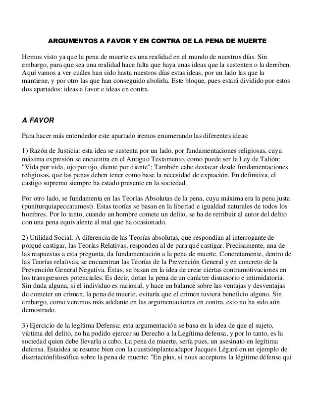 A FAVOR DE LA PENA DE MUERTE a favor de la pena de muerte: