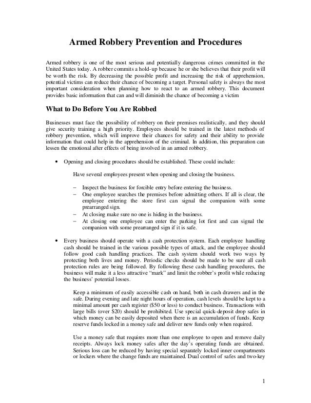 Armed robbery prevention