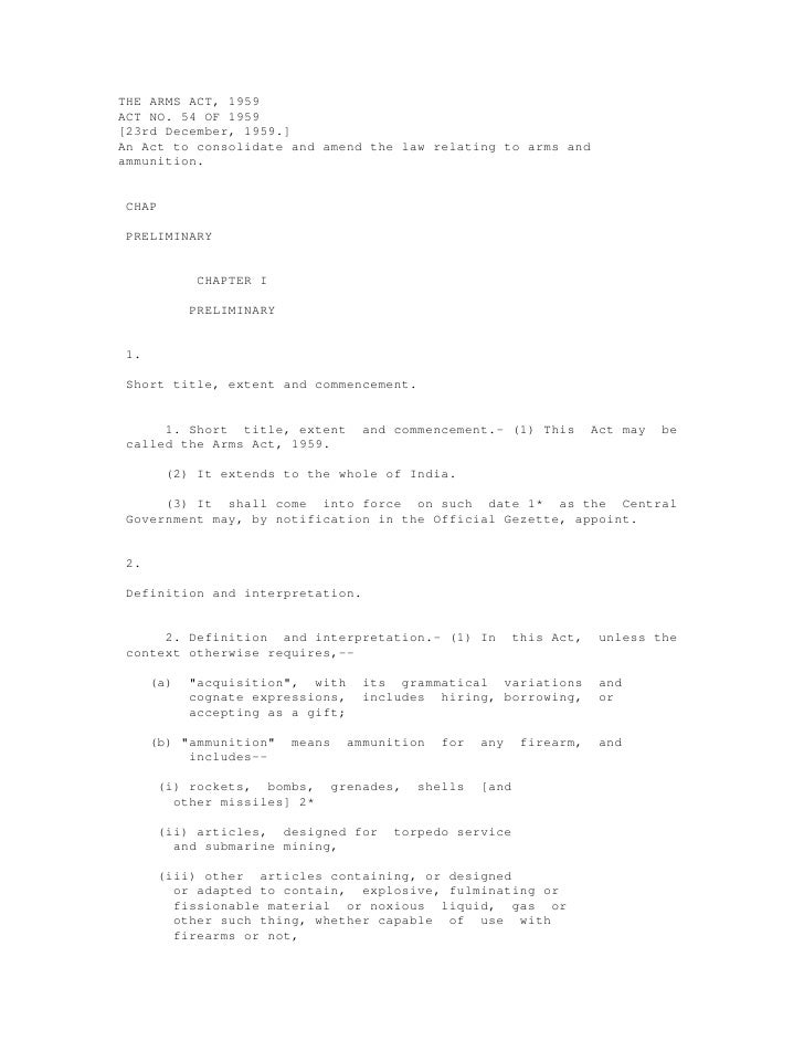 Indian Arms act 1959