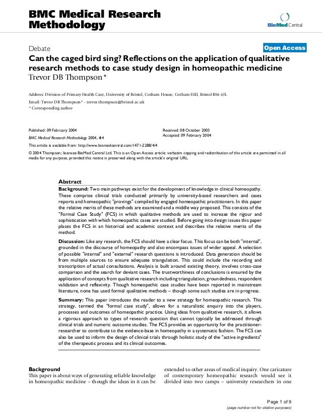 application of case study research methodology