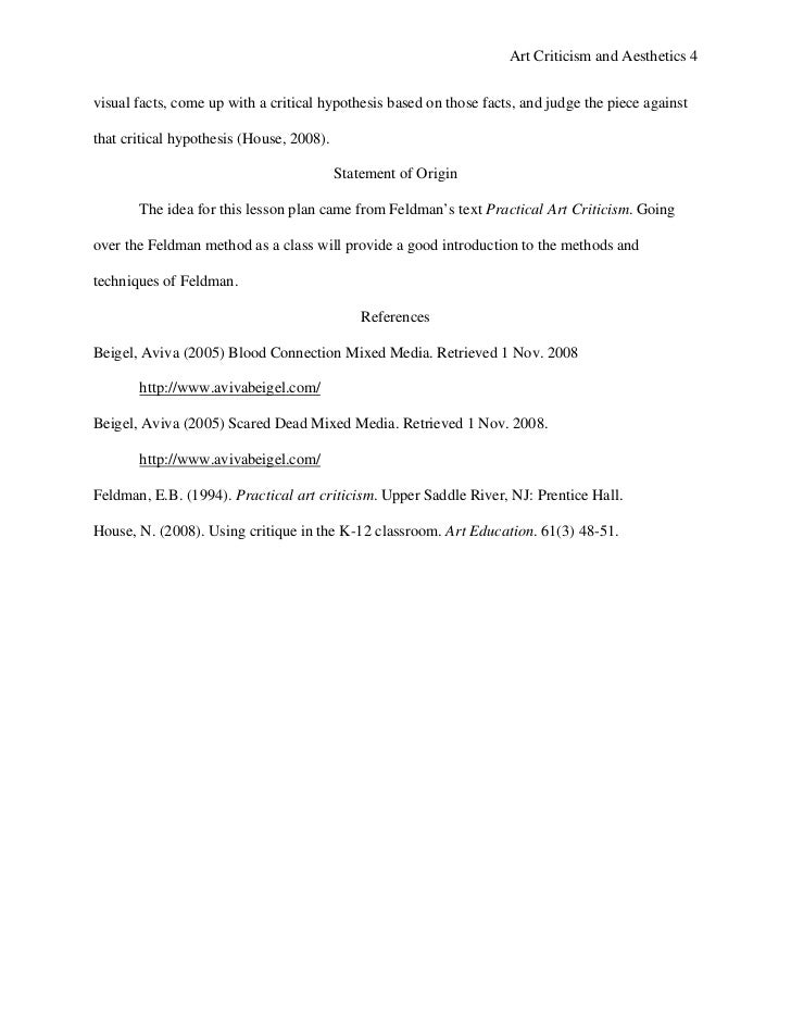 introduction to apa style department of psychology art criticism art critique example essay