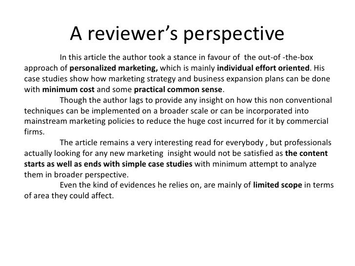 Article review related to marketing