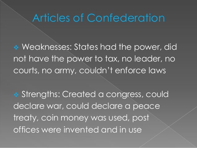 Essay about articles of confederation weaknesses