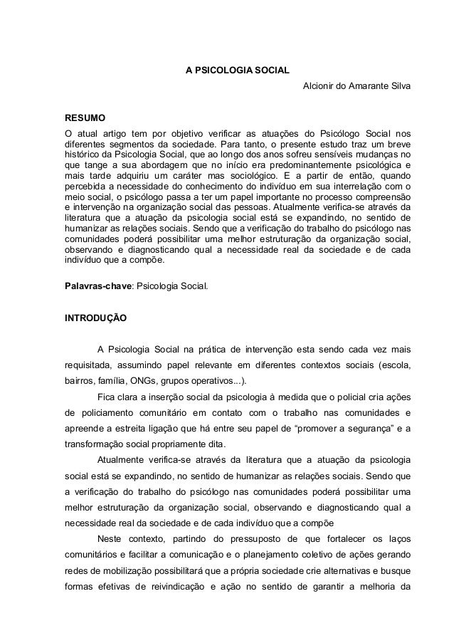 Artigo psicologia
