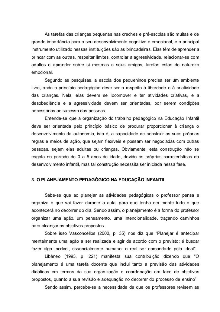 Artigo cientifico sobre educacao infantil