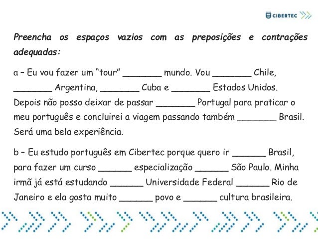 Atividades com artigos definidos e indefinidos