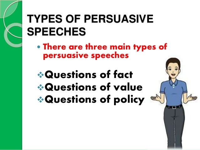 persuasive speeches deal primarily with value fact and “to persuade my audience that long-term exposure to electromagnetic fields can cause serious health problems” is a specific purpose statement for a persuasive speech on a question of. persuasive speeches deal primarily with value fact and “to persuade my audience that long-term exposure to electromagnetic fields can cause serious health problems” is a specific purpose statement for a persuasive speech on a question of.