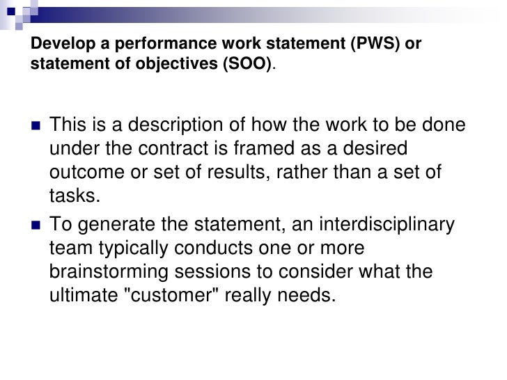 statement pws performance work
