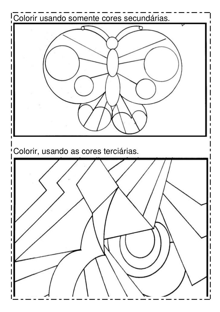 Colorir usando somente cores secundárias.Colorir, usando as cores terciárias. 