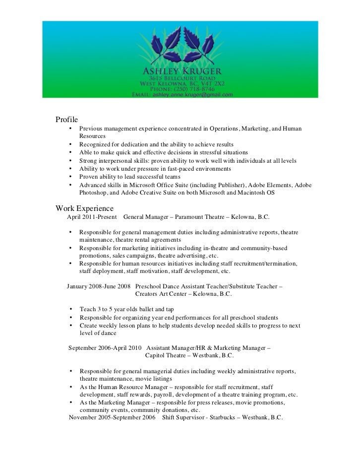 manager responsibilities for resumes