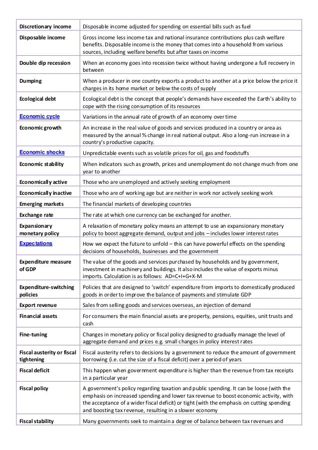 Macroeconomics key terms