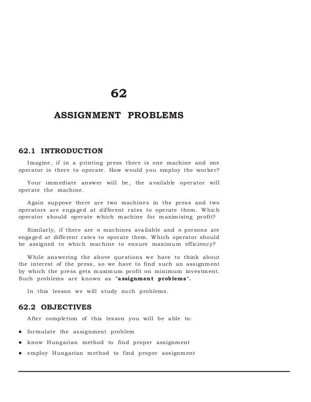 Assignment Problem In Operational Research Ppt