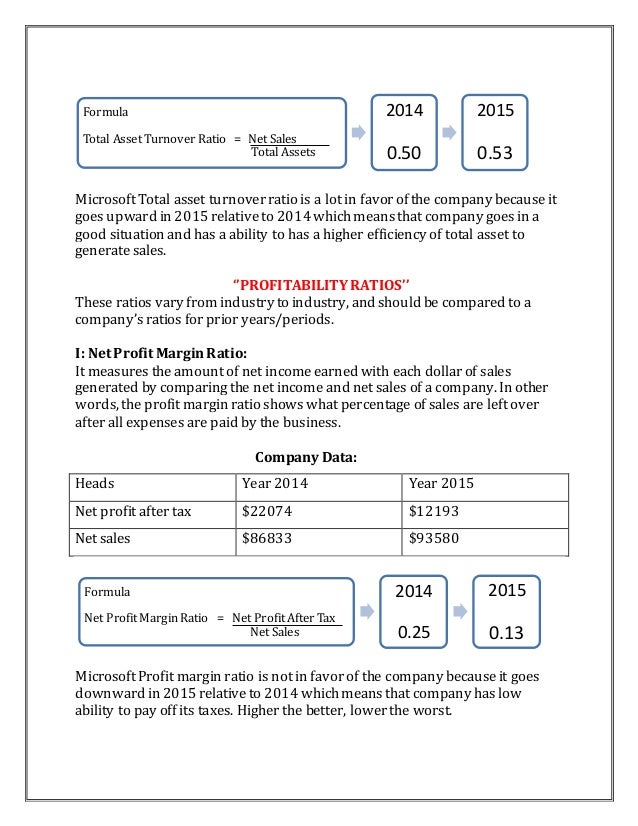 microsoft financial ratios