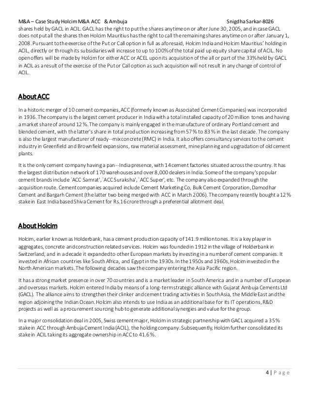 merger and acquisition case study merger and acquisition case study