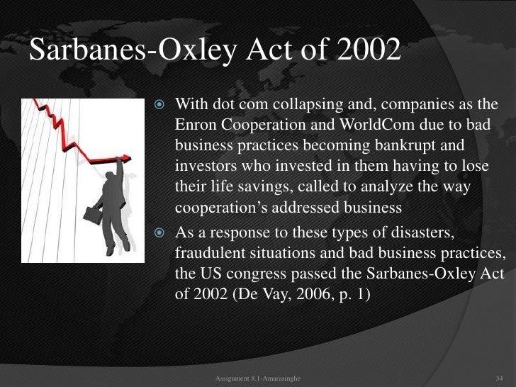 the sarbanes oxley act 2 essay Descriptions of the main aspects of the regulatory environment which will protect the public from fraud within corporations are going to be provided in this paper a special attention to the sarbanes – oxley act of 2002 (sox) requirement along with an evaluation of whether sarbanes-oxley act will. the sarbanes oxley act 2 essay Descriptions of the main aspects of the regulatory environment which will protect the public from fraud within corporations are going to be provided in this paper a special attention to the sarbanes – oxley act of 2002 (sox) requirement along with an evaluation of whether sarbanes-oxley act will.